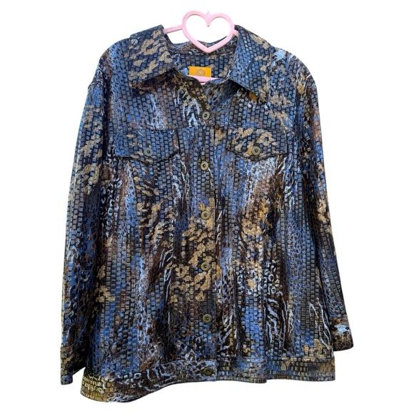 Ruby Rd Animal Print Clear Disc Design Button Up Jacket 18W - Picture 1 of 8